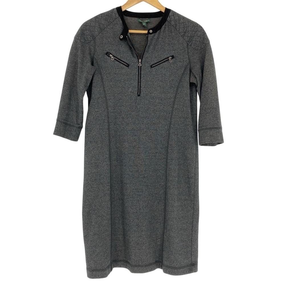 Lauren Ralph Lauren Equestrian Style Gray 3/4 Sleeve Sheath Dress Women's sz med